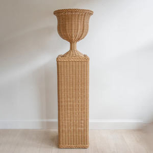 Florero de urna de pedestal de ratán trenzado desmontable del superventas, diseño moderno portátil respetuoso con el medio ambiente para el hogar, OEM personalizado hecho a mano - Product Image 1