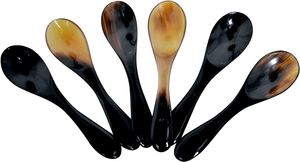 Juego de Cubiertos de Cuerno de Búfalo Hechos a Mano, Cuchara para Sopa Renacentista, Servidor de Ensalada con 2 Espátulas, Utensilios Hechos a Mano Sostenibles - Product Image 3