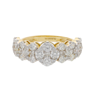 14K Gold Multi-Stone Cluster <b>Ring</b> Rhodium Plated Classic Elegant Anniversary Wedding Statement Fashion Natural Round-Cut Diamond - Product Image 1