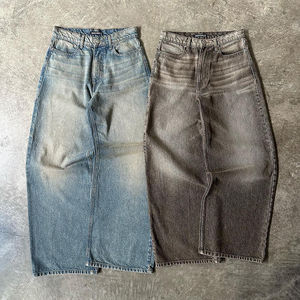 Pantalon en jean noir ample, pantalon en denim vintage délavé à l'acide avec poches décontractées, jean en vente promotionnelle avec logo personnalisé - Product Image 4