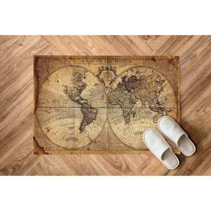 Tapis vintage avec carte du monde : tapis d'appoint imprimé en 3D, tapis doux non tissé - Product Image 1