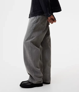 Pantalon Baggy Denim Unisexe de Haute Qualité Gris Foncé - Product Image 2