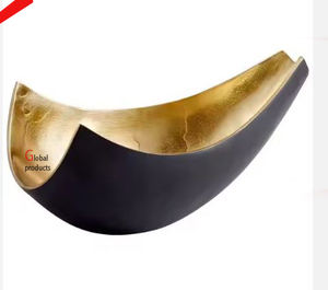 Cuenco para servir de acero inoxidable de metal azul y dorado de diseño único para restaurante y bar de hotel - Product Image 1