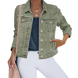 Denim Jacket For Women's Button Front Design High Quality Cotton Street Look Everyday Wear Winter Wear Denim Jacket Quick Dry - Product Image 1