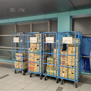 Mudah merakit bubuk dilapisi logam portabel penyimpanan industri peralatan logistik gudang roll kandang troli - Product Image 4