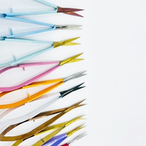 Couleur personnalisée tous les ciseaux à cils à action de printemps en acier inoxydable massif pointe incurvée cisailles Plasma noir Rose or lame tranchante - Product Image 3