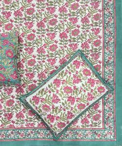 Drap de lit traditionnel 100% coton avec taies d'oreiller bloc à main imprimé drap de lit en coton doux fabriqué à la main avec motif de bordure - Product Image 1