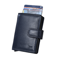 Dompet Kartu Kredit Kulit Asli dengan Desain Lipat dan Tombol Penutup, Pilihan Logo Kustom
