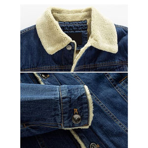 Veste en jean décontractée et chaude pour homme, parfait pour les superpositions, col montant, logo sur le devant, réversible, écologique, de haute qualité, en coton décontracté - Product Image 4