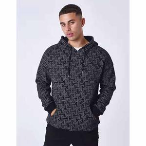 เสื้อมีฮู้ดผ้าฝ้าย100% ลำลองสำหรับฤดูหนาวผ้าเปียกลายพิมพ์ดิจิตอลย้อมสีล้วน - Product Image 4