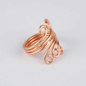 Artisan <b>Crafted</b> Pure Copper <b>Wire</b> Wrapped Ring Adjustable Scroll Design Statement Jewelry Unique Fashion Accessory - Product Image 5