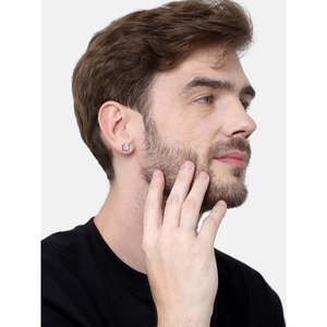 Boucles d'oreilles clous géométriques papillon en argent sterling 925 taille princesse pour hommes et garçons, solitaire carré de 7 mm, 1 pièce, cadeau - Product Image 5