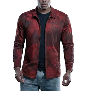 Veste universitaire de couleur thermique pour hommes personnalisée avec logo personnalisé col carré en cuir Streetwear veste en tissu de moto - Product Image 1