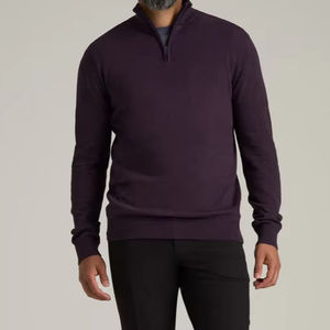 Sudaderas con capucha y pulóver con cremallera de cuarto para hombre Sudadera con capucha de lana para hombres altos en negro personalizado de alta calidad - Product Image 1
