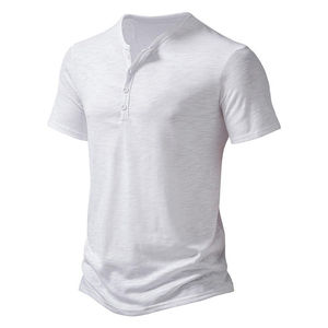Camiseta de Hombre Personalizada OEM, Cuello Redondo, Botones, Algodón, Secado Rápido, Transpirable, Tejida, Diseño Casual y Simple - Product Image 5