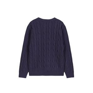 Pull à col rond en maille côtelée pour homme, personnalisable, faible MOQ, anti-boulochage, avec rayures en relief, en tissu 300g (élasthanne/coton) - Product Image 2