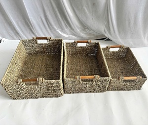 High Quality Eco-Friendly Set of 3 Vintage Seagrass <b>Storage</b> Trays Best Selling Sundries <b>Basket</b> from Vietnam - Product Image 1