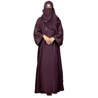 Abaya islamique modeste grande taille pour femme, en mousseline de soie 100% soie, coupe droite, manches longues, taille naturelle, couleur unie, longueur cheville, pour achats en ligne