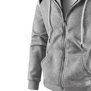 Sweats à capuche en molleton zippé pour hommes, sweat-shirt à blocs de couleurs léger et coupe ajustée avec poches zippées et manches longues à capuche - Product Image 2