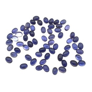 พลอยไอโอไลต์สีน้ำเงินธรรมชาติ รูปไข่ขนาด 5*7 มม. แบบคาโบชอง 50 กะรัต 60 ชิ้น ผ่านการอบความร้อน ให้สีรุ้ง สำหรับทำเครื่องประดับ พลอยธรรมชาติแบบเม็ด - Product Image 2