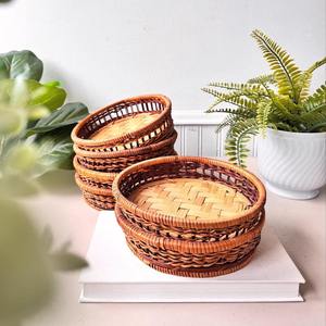 Tabla Redonda de Servir de Concha Marina de Ratán Natural, Artesanía Decorativa, Pieza de Decoración para el Hogar - Product Image 1