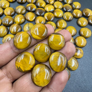 Alta calidad 20mm Natural amarillo liso redondo cabujón suelto Ojo de Tigre piedra preciosa para la fabricación de joyas gemas al por mayor - Product Image 1
