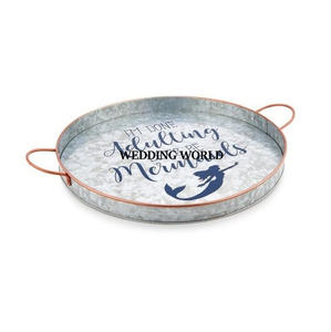 Ensemble de deux plateaux de service galvanisés vintage en forme de rectangle, fait à la main, plateau de service en métal de luxe de designer le plus vendu - Product Image 2