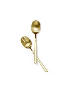 Ensemble de service à salade en métal argenté avec poignée ronde en nacre Utilisation de table pour la maison et l'hôtel - Product Image 3