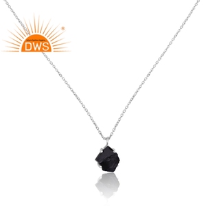Best Selling Fine Sterling Silver Natural Black Obsidian Gemstone Pendant Necklace Custom Jewelry Manufacturer - Product Image 3