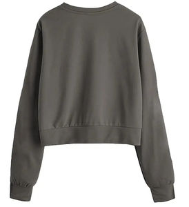 Sudaderas con Capucha para Mujer 100% Algodón, Corte Automatizado, Logotipo Personalizado, Precio de Fábrica, Venta al Por Mayor, Color Sólido, Sudadera Corta para Mujer - Product Image 5