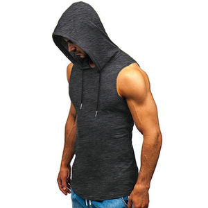 Venta al por mayor hombres sin mangas entrenamiento Sudadera con capucha personalizada sin mangas gimnasio sudaderas con capucha logotipo personalizado ropa de calle gimnasio sudaderas con capucha para la venta - Product Image 6
