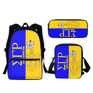 Conjunto de mochila escolar Unisex Sigma Gamma Rho, mochila para ordenador portátil, cierre de cremallera, espalda blanda, letras de algodón, ligera, de gran capacidad - Product Image 1