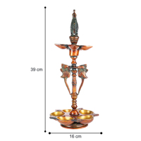 Shubham Fabriqué À La Main En Laiton Paon Lampe À Huile Vintage Indien En Laiton Deepak Traditionnel Diya avec Paon Conception Pour Temple Decore