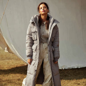 Abrigo Largo Acolchado con Cremallera para Mujer, Ropa de Calle de Invierno, Resistente al Viento y Ecológico - Product Image 1