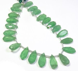 15x7.5mm Natural <b>Strawberry</b> Quartz Faceted Beads 23pcs Green Pear Cut Gems 8" Strand Top Grade South African - Product Image 4