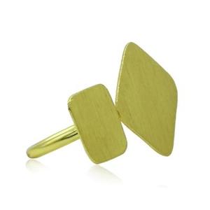 Brass Gold Rhodium Plated Vintage <b>Statement</b> <b>Ring</b> Fashionable Geometric Gemstone Claw Inlay Children Size Perfect Gift Jewelry - Product Image 2