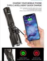 Lampe torche métal étanche zoom linterna magnétique USB-C rechargeable longue portée blanc Lazer lampe de poche LED puissante