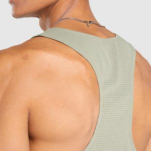 Custom High Quality Design Gym Soft Curved Hem Low Cut Athletic <b>Slim</b> Fit Stringer Tank Top Cotton Spandex Tank Top <b>Men</b> - Product Image 6
