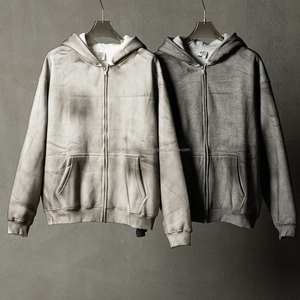 Sudadera con Capucha Personalizada de Alta Calidad, Estilo Vintage, con Cierre, Diseño Urbano, Lavado Ácido, para Hombre - Product Image 1