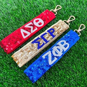 Porte-clés perlé personnalisé chic indien embelli à la main charmant sac perlé porte-clés - Product Image 5