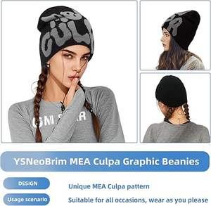 Gorros Unisex MEA Culpa con Diseño de Frutas/Personajes/Puntos/Lazos, Personalizables, 100% Acrílico, Tejido de Alta Calidad, para Todas las Temporadas - Product Image 4