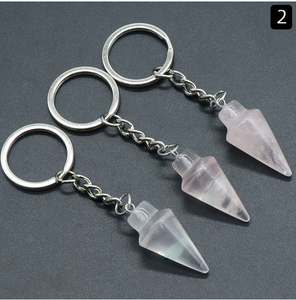 Cone Stone keychain, Healing <b>Crystal</b> Gemstone Bead Keyring,<b>Crystal</b> Keychain,<b>Bag</b> Accessory,Gift For Mom/Friend -YF2212 - Product Image 5