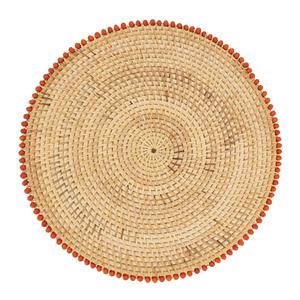 Napperon rond en rotin avec bordure perlée Produits écologiques Fabriqués au Vietnam Décoration de table Napperon tissé Vente en gros Moderne - Product Image 1