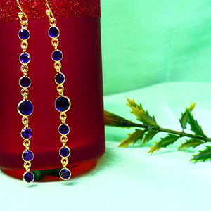 Ensemble de boucles d'oreilles pendantes classiques de style vintage en argent sterling 925 plaqué or avec pierres précieuses améthyste pour mariage - Product Image 4