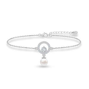 Bracelet chaîne ajustable en argent, perle Dante, or 14 carats, rhodium, diamant, or rose, tendance, religieux, en forme de cœur, pour cadeau de fête - Product Image 1