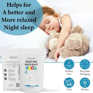 Bain de lavande fabriqué aux États-Unis de marque privée 4 livres. Pack refermable Sel naturel de la mer morte à grain fin pour les minéraux corporels des enfants - Product Image 3