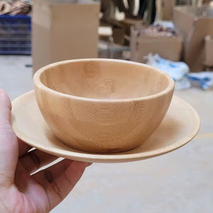 Bol à salade et serveurs en bambou de haute qualité-Bol de service rond en bois de bambou pour ustensiles de cuisine vaisselle fête à la maison mariage - Product Image 1