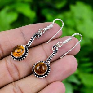 925เงินแท้แฮนด์เมดพลอยอำพันสปินเนอร์ต่างหู925เงินประทับเครื่องประดับต่างหูธรรมชาติ - Product Image 2