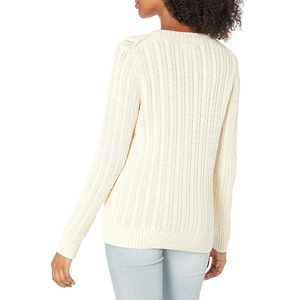 Suéter 100% de algodón con cuello redondo para mujer, suéter de cuello redondo transpirable de manga larga de talla grande para mujer, suéter de algodón supersuave - Product Image 2