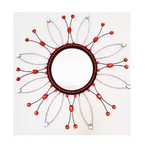 Espejo de pared hecho a mano con marco moderno plateado redondo con color y tamaño personalizables para decoración de baño - Product Image 6